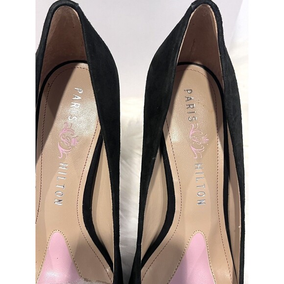 Paris Hilton Black Heels Women Size 9M Amelie Black Suede Platform Pumps Heels - Picture 5 of 10